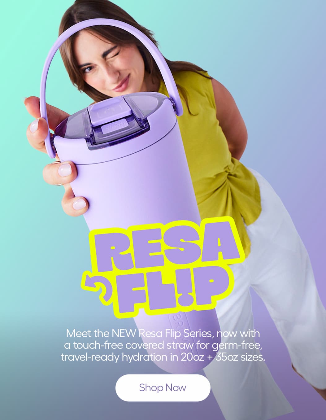 Resa Flip is here. A touch free covered straw for germ-free hydration. 