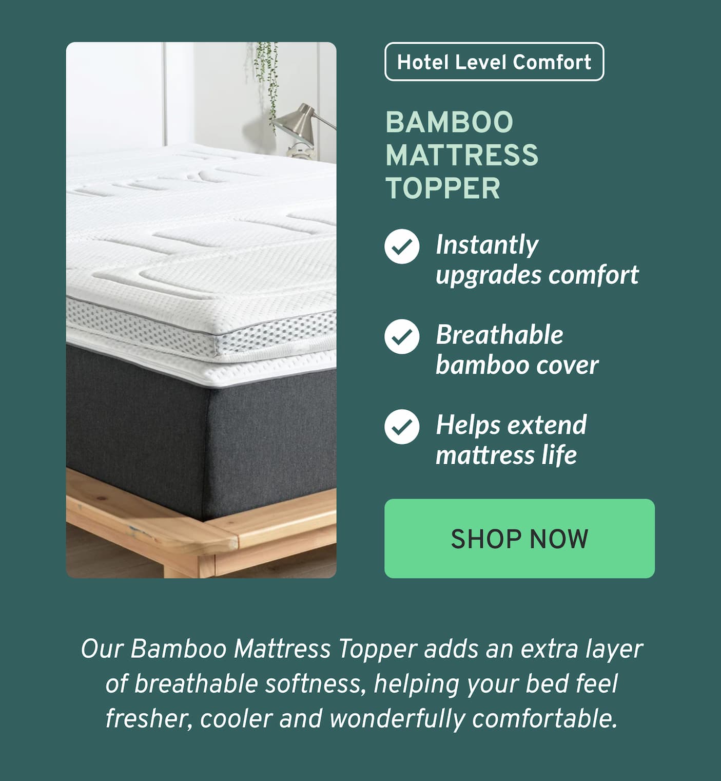 Bamboo Mattress Topper With Charcoal
