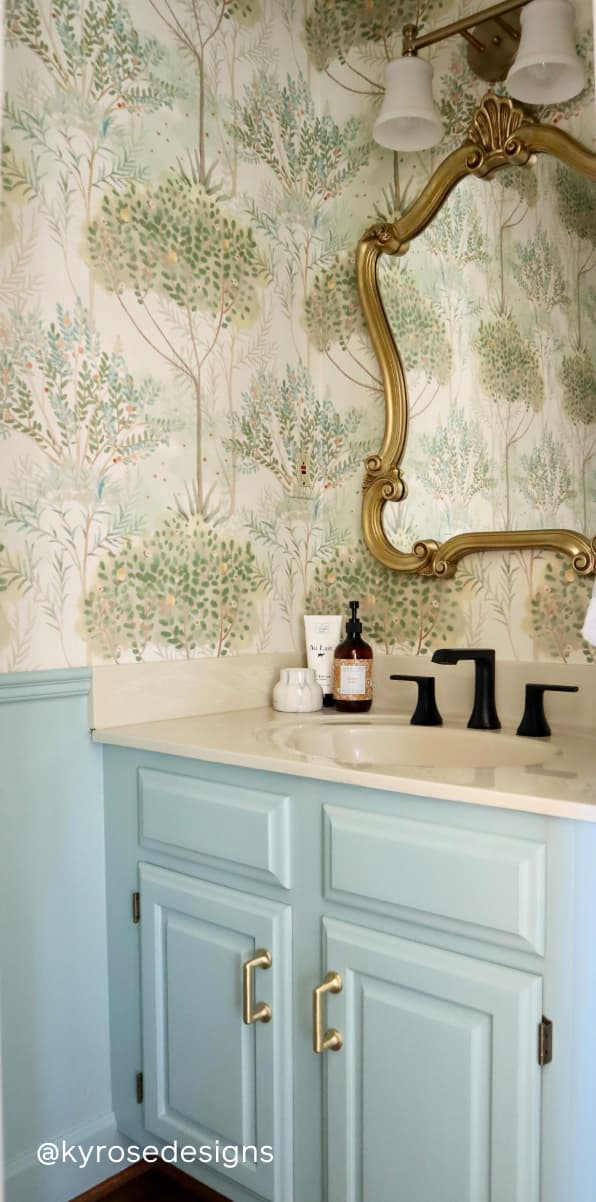 Powder room featuring ocean blue paint color Views