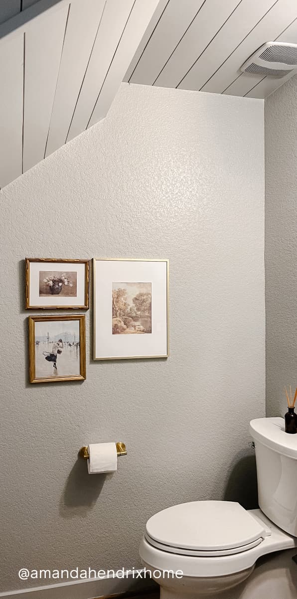 Powder room featuring gray paint color Motor City