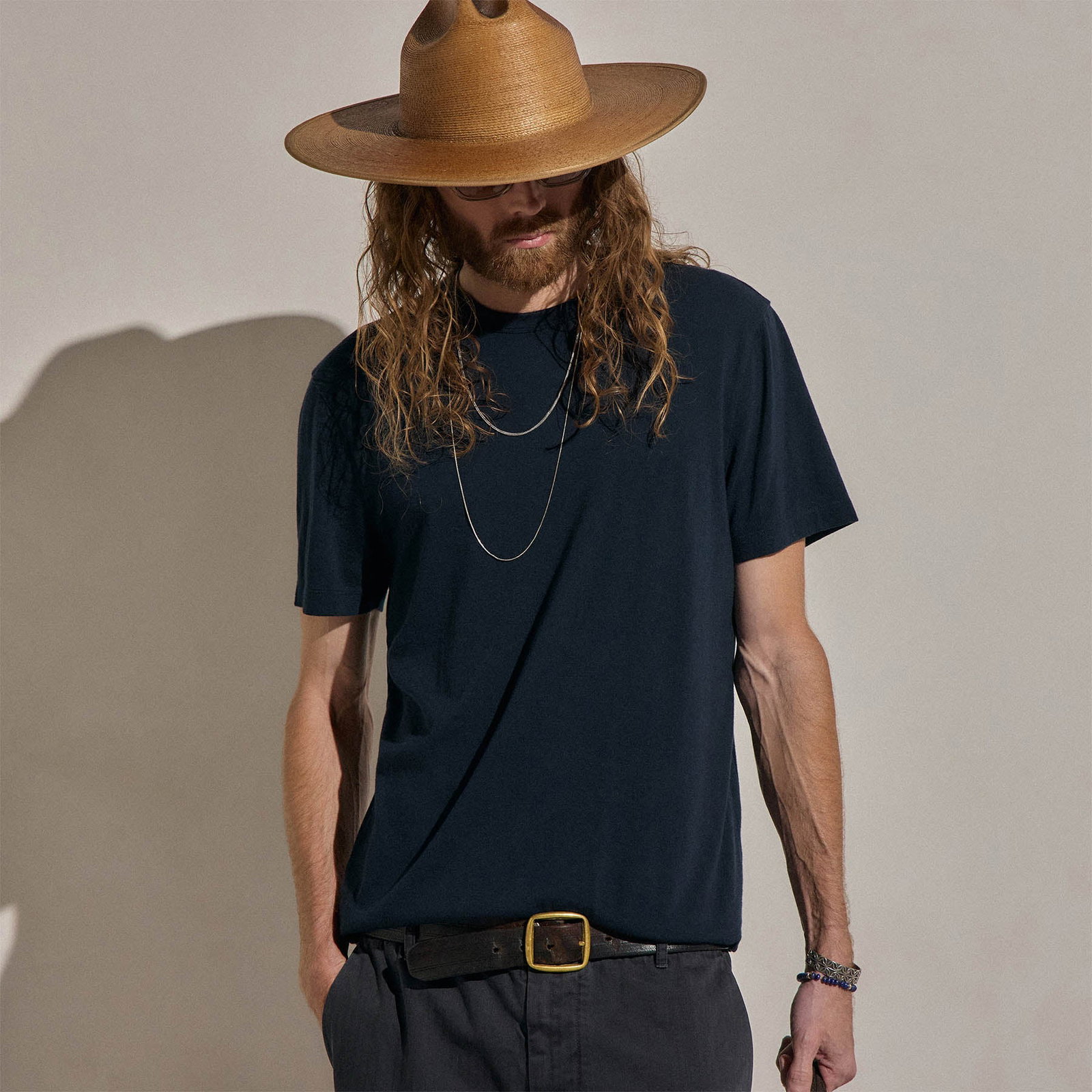 Image of Cotton Cashmere Short Sleeve Tee - Blue Noir