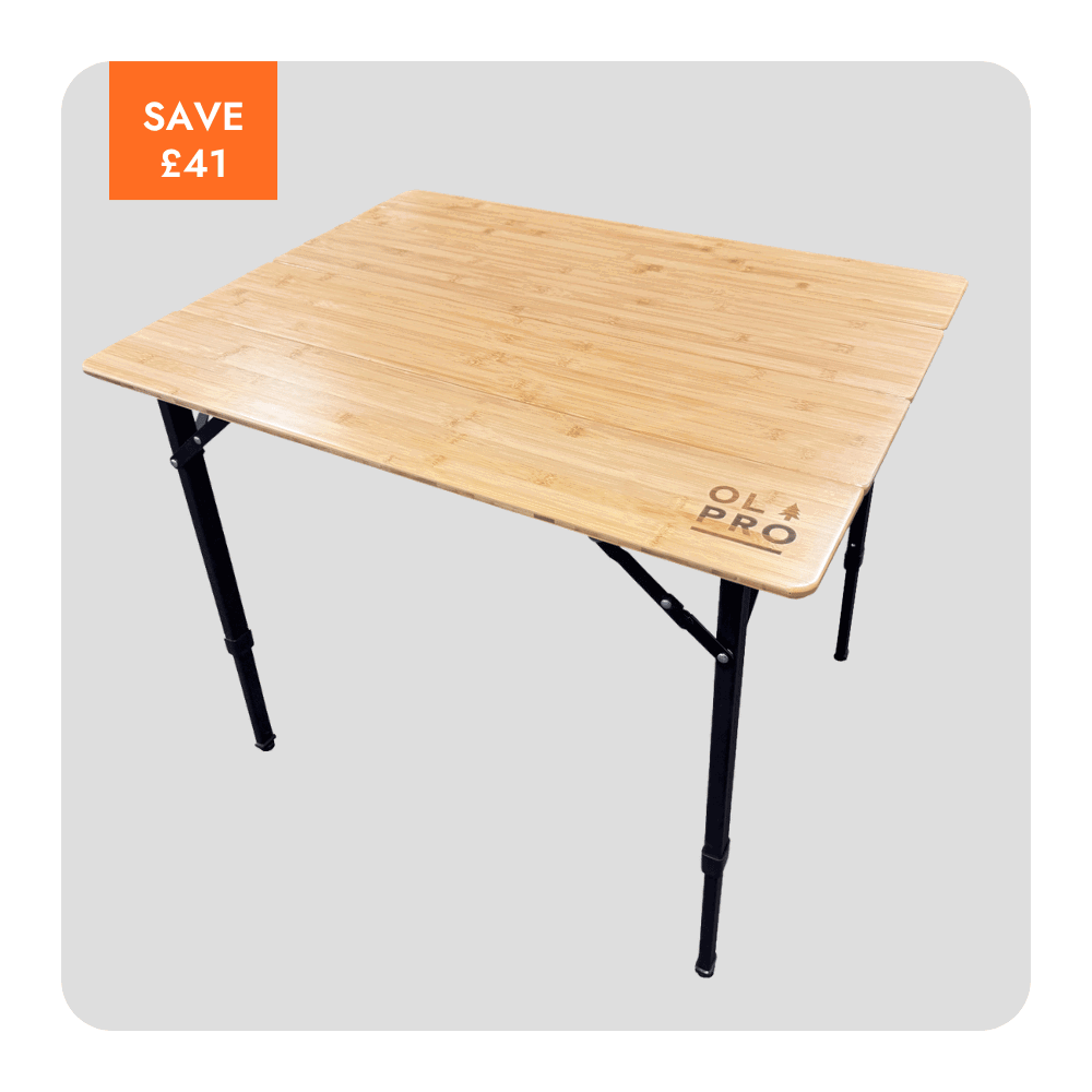 Bamboo Camping Table 4 Folding 80cm x 60cm