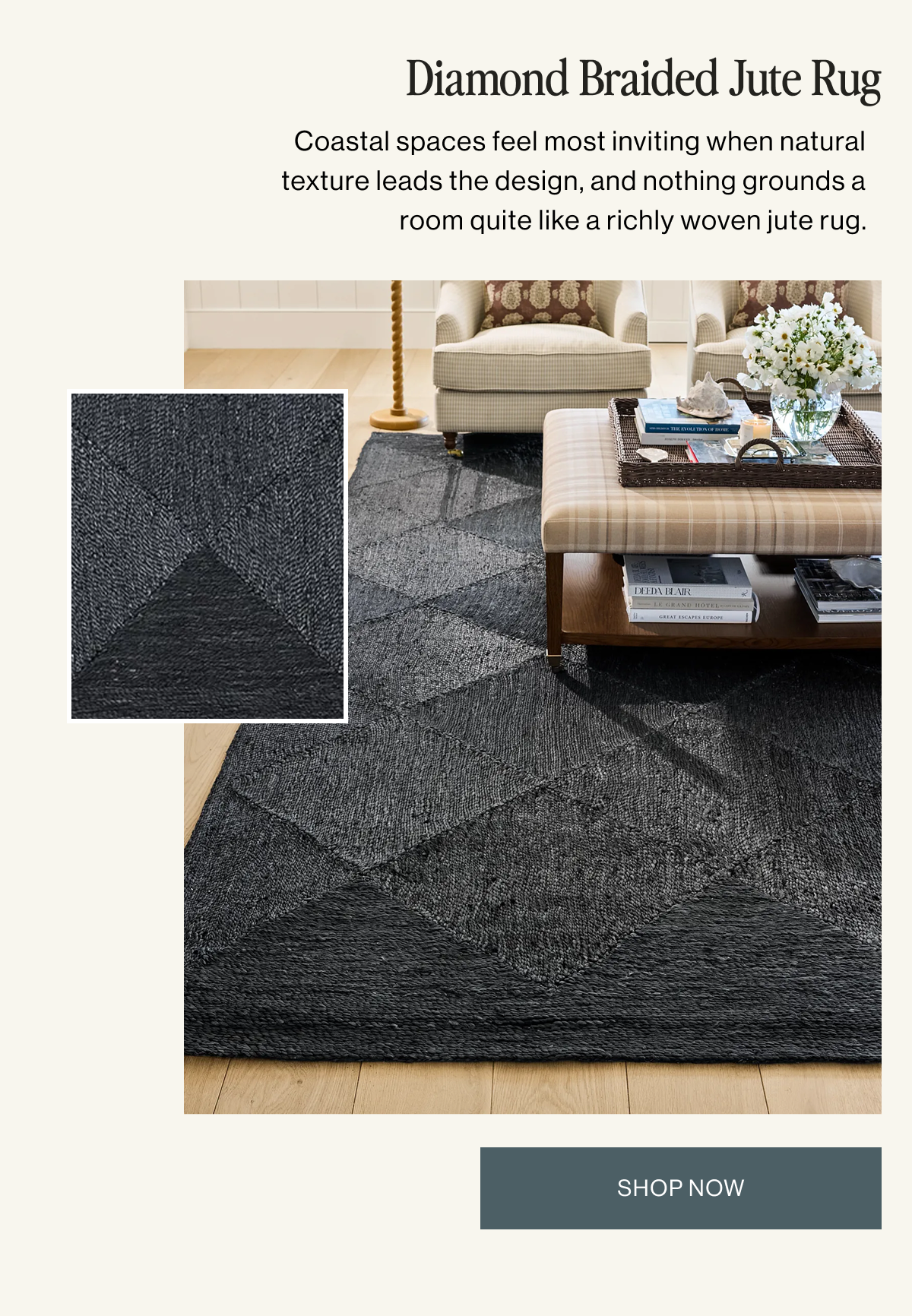 Diamond Braided Jute Rug