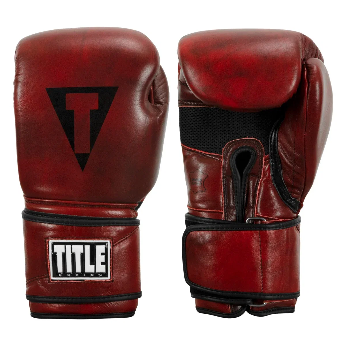 Image of TITLE BOXING BLOOD RED LEATHER BAG GLOVES