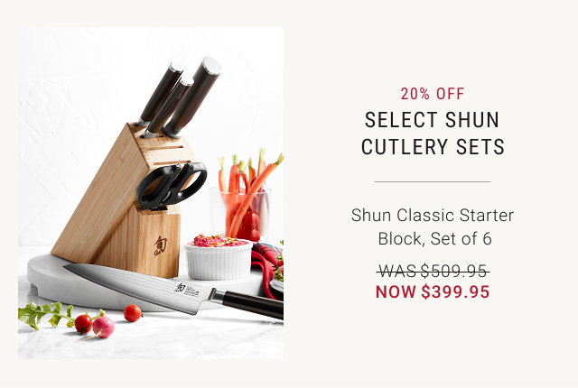 20% off Select shun cutlery sets