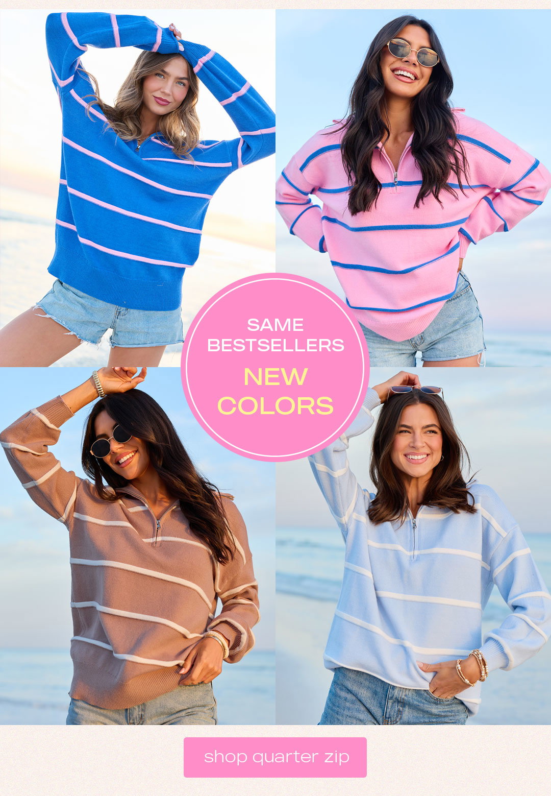 NEW COLORS in the Sunday Stripe Club Quarter Zip
