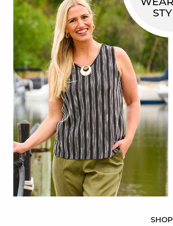 Textured Knit V-Neck Tank