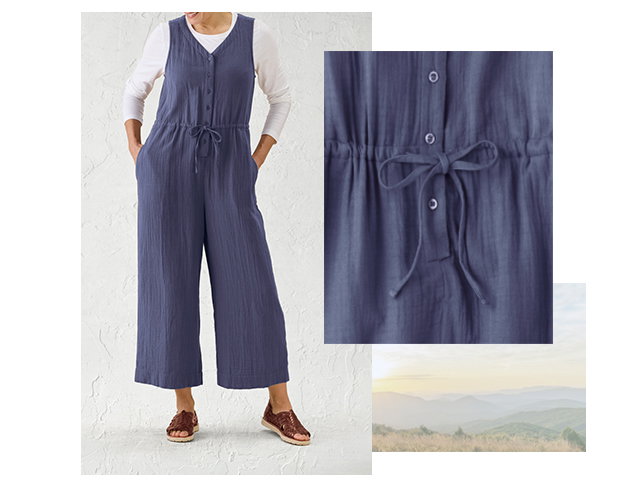 Summer Breeze Gauze Tie-Waist Jumpsuit grid