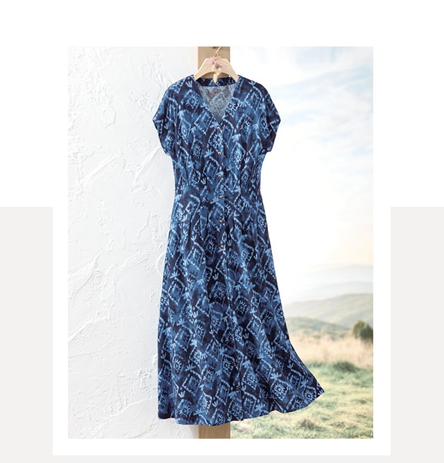 Block Print Knit Midi Dress