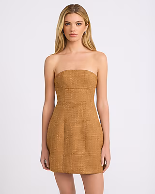 Boucle Strapless Structured Mini Dress