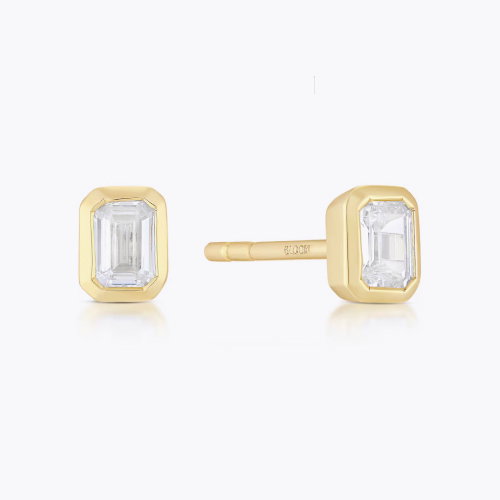 BLOOM Seville 14ct Yellow Gold Seamless 0.40ct Lab Grown Diamond Emerald Earrings