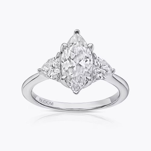 BLOOM Paris Platinum 2.30ct Lab Grown Diamond Marquise & Heart Trilogy Ring