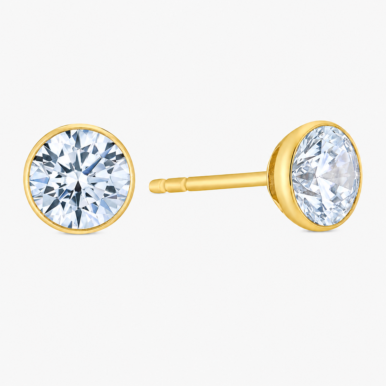 BLOOM Seville 14ct Yellow Gold True Seamless 2ct Lab Grown Diamond Round Solitaire Earrings
