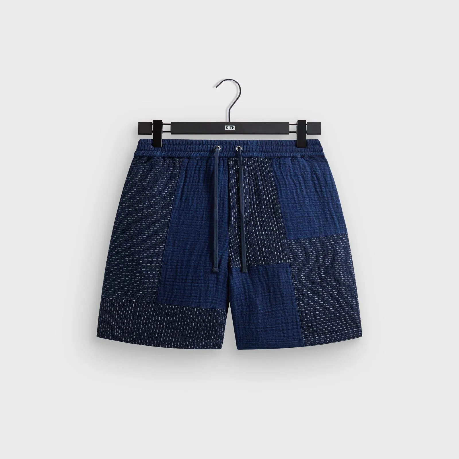 Image of Kith Stitched Patchwork Curtis Short - Mid Indigo