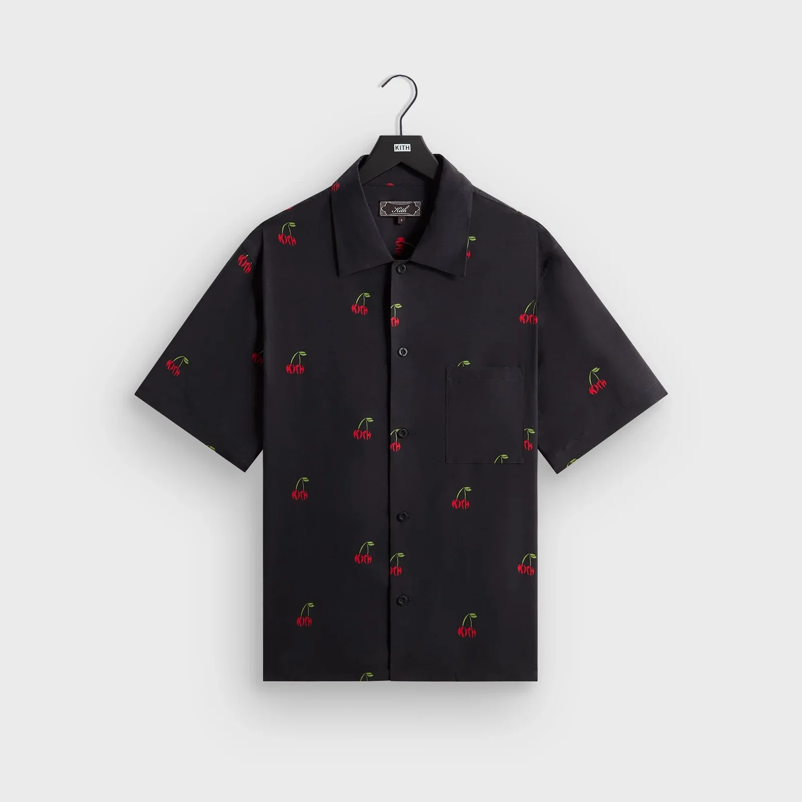 Image of Kith Printed Cherry Cupro Linen Beckham Buttondown - Black