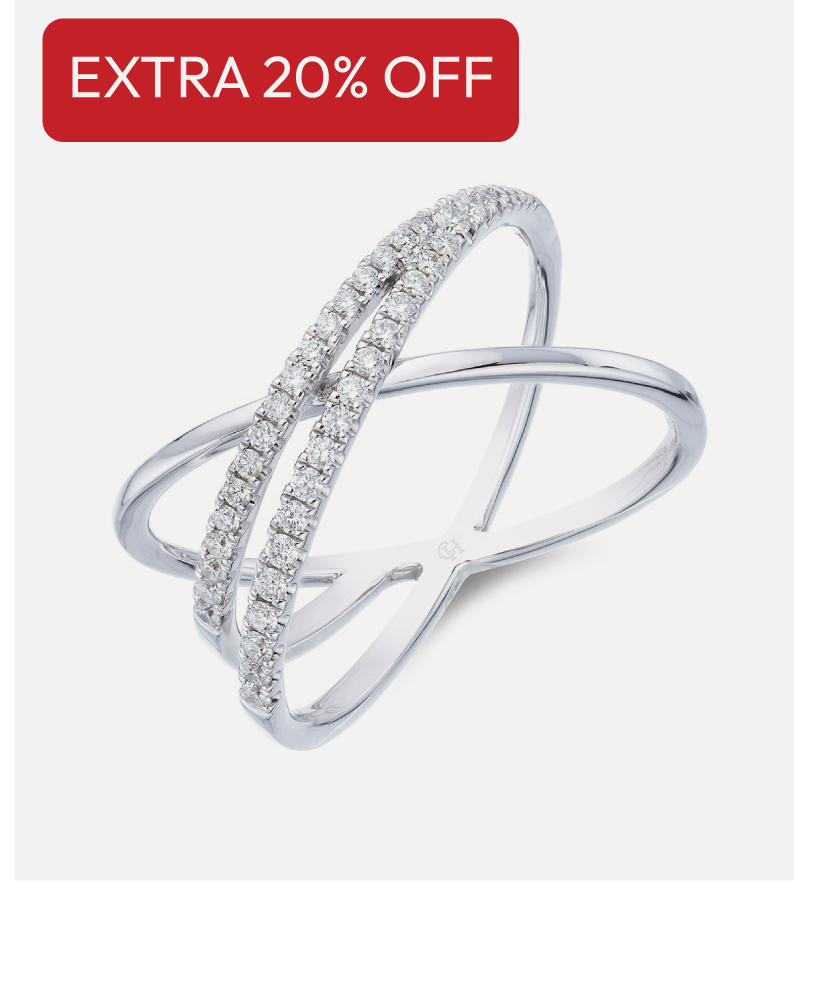 9ct White Gold Brilliant Cut Diamond 0.30ct Cross Over Fancy Band