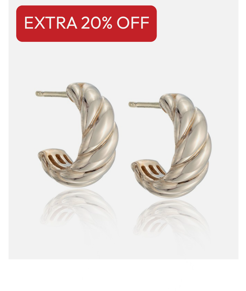 9ct Yellow Gold Twist Dome Hoop Earrings