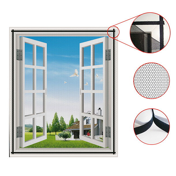 Fenster-Moskitonetz, schwarz, B 130 x H 150 cm, zuschneidbar , weiss
