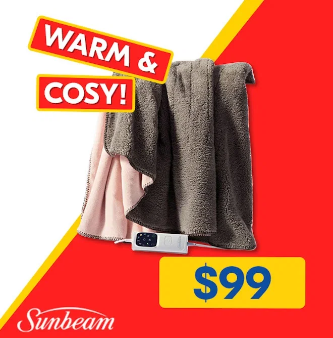 Sunbeam Reversible Heated Throw Blanket