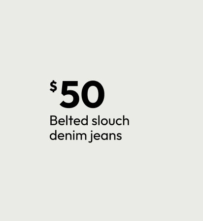 Belted slouch denim jeans