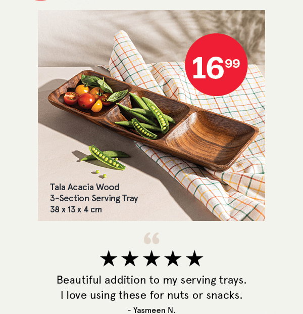Tala Acacia Wood 3-Section Serving Tray