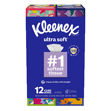Kleenex Ultra Soft Facial Tissue, 3-Ply, 85-count, 12-pack