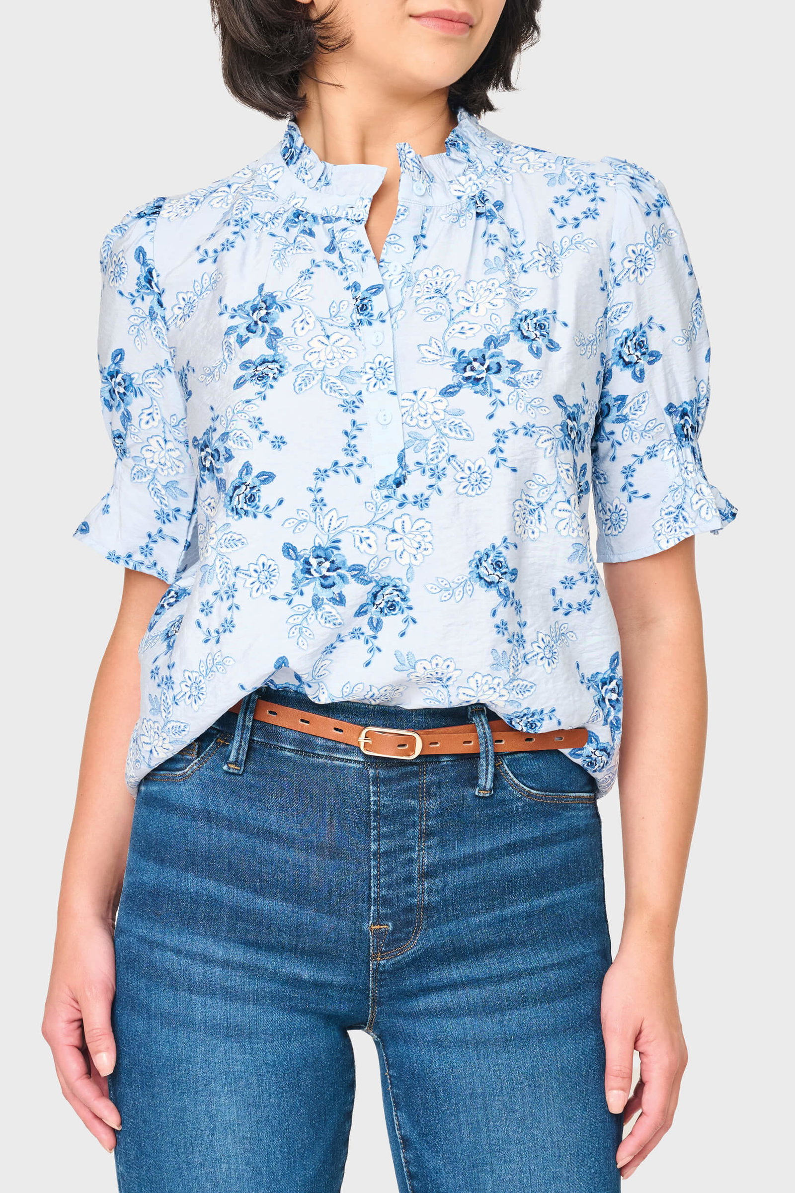 Image of Dianthus Henley Puff Sleeve Blouse