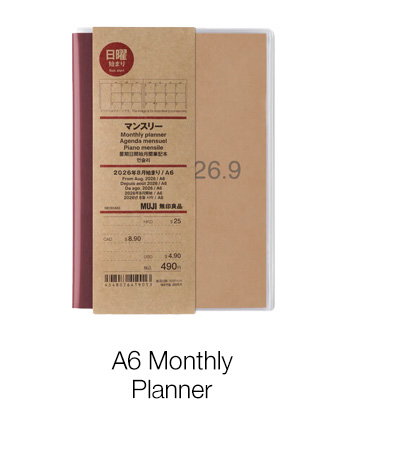Shop A6 Monthly Planner