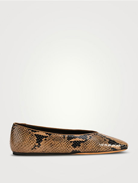 Classic Regency Snakeskin-Embossed Leather Slippers