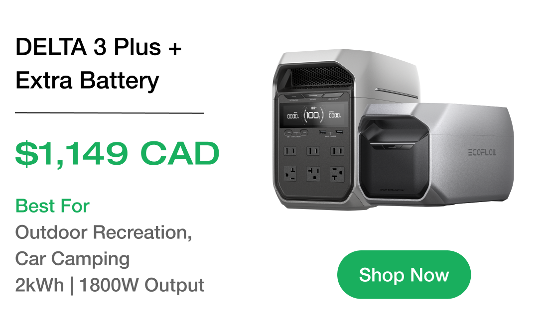 DELTA 3 Plus + Extra Battery $1,149 CAD Best For Outdoor Recreation, Car Camping 2kWh | 1800W Output