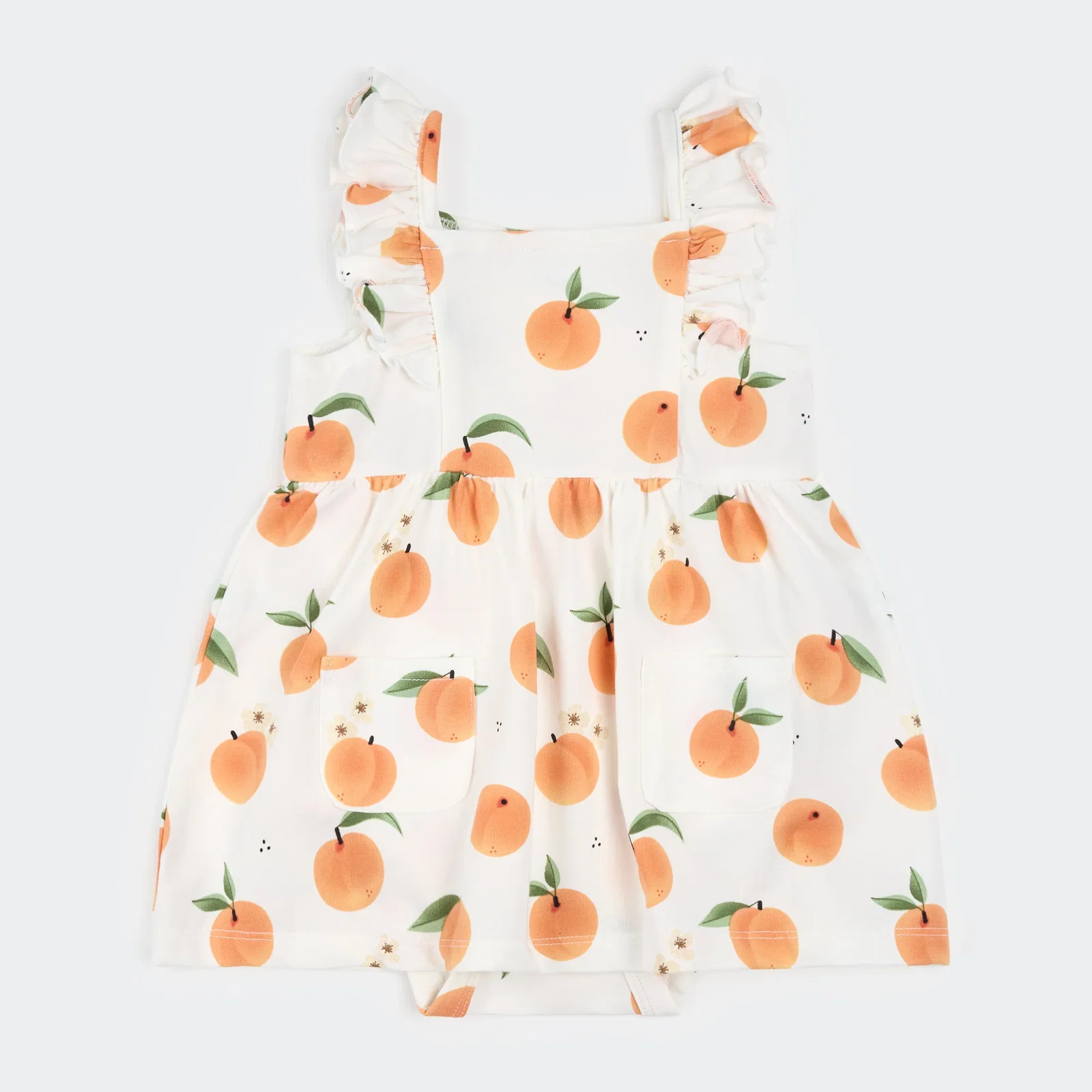 Image of Peaches Print on Off-White Bodysuit Dress