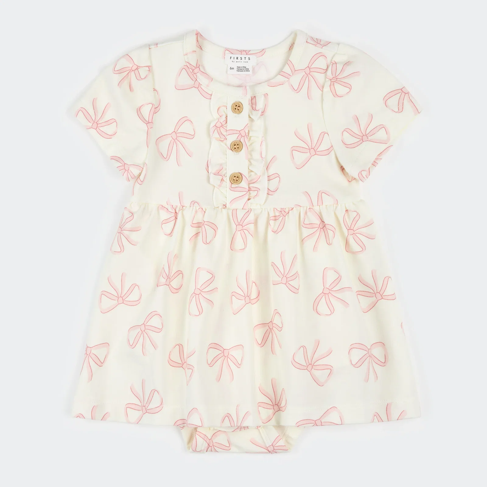 Image of Bows Print on Ivory Bodysuit Dress