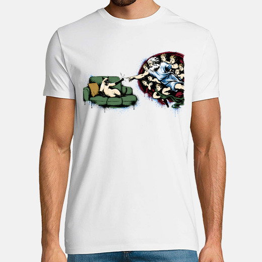 Camiseta gato vs dios banksy style