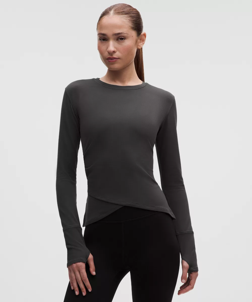 Rulu Gathered-Waist Long-Sleeve Running Top
