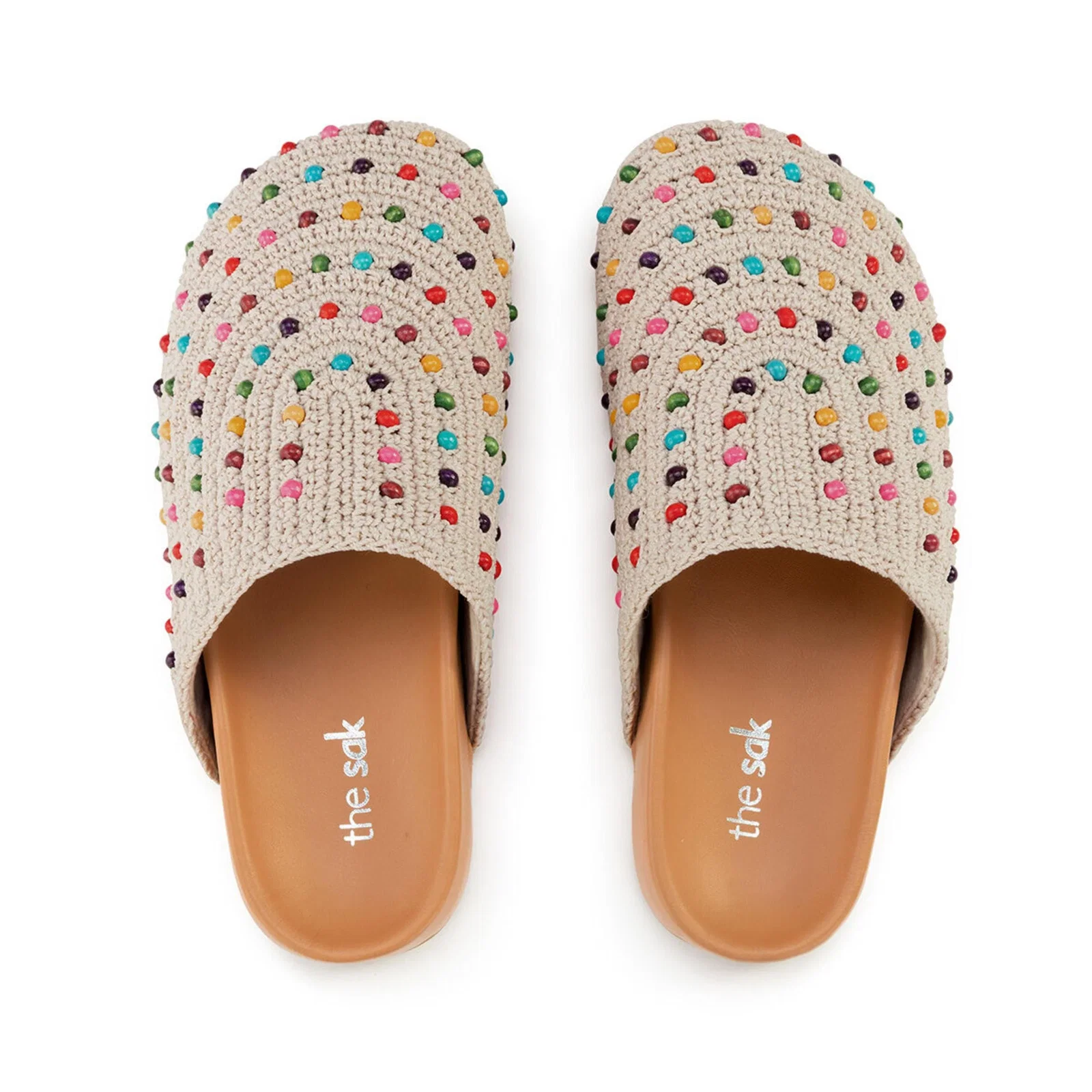 Image of Bolinas Clog - Hand Crochet - Ecru Multi Beads