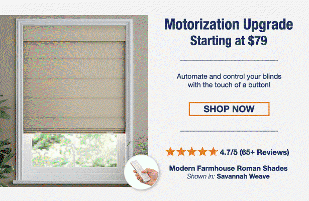 Motorization Upgrade Starting at $79 on Featured Blinds & Shades