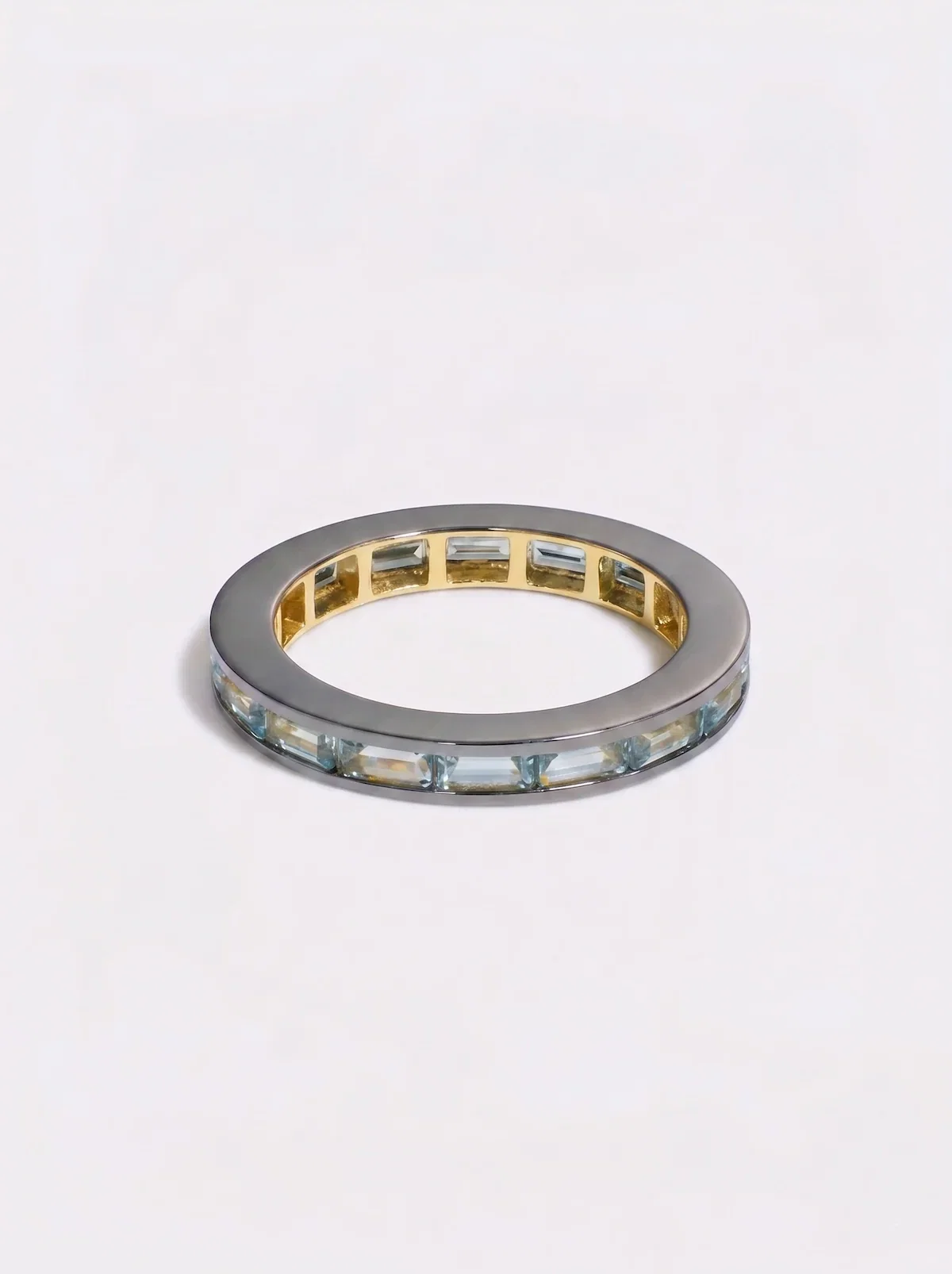 Image of Prism Stacking Ring | Aquamarine with Black Rhodium