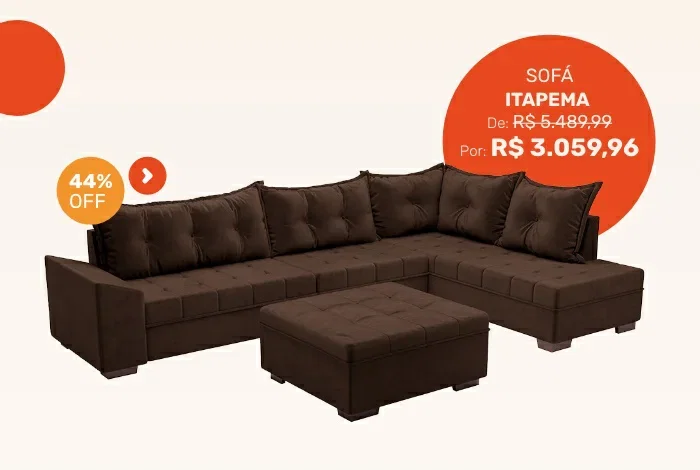 Sofá de Canto Itapema Veludo Café
