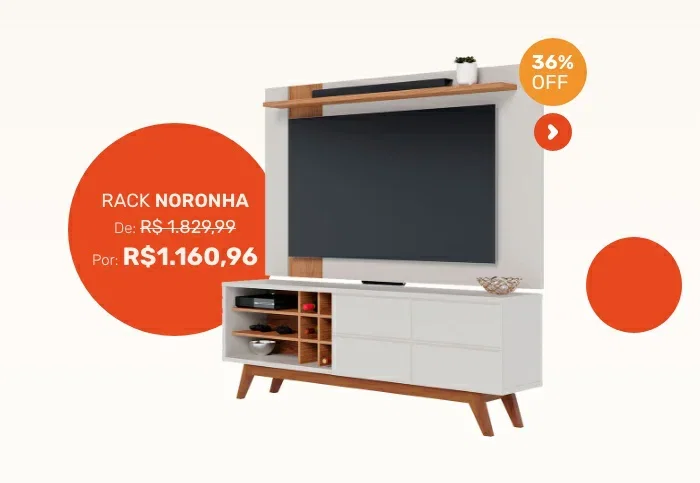 Rack Noronha com Painel para TV até 70 Polegadas Leme Off White e Freijó