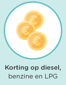 Korting op diesel, benzine en LPG.