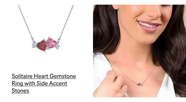 Solitaire Heart Gemstone Ring with Side Accent Stones