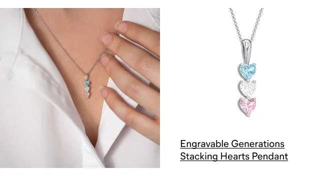 Engravable Generations Stacking Hearts Pendant