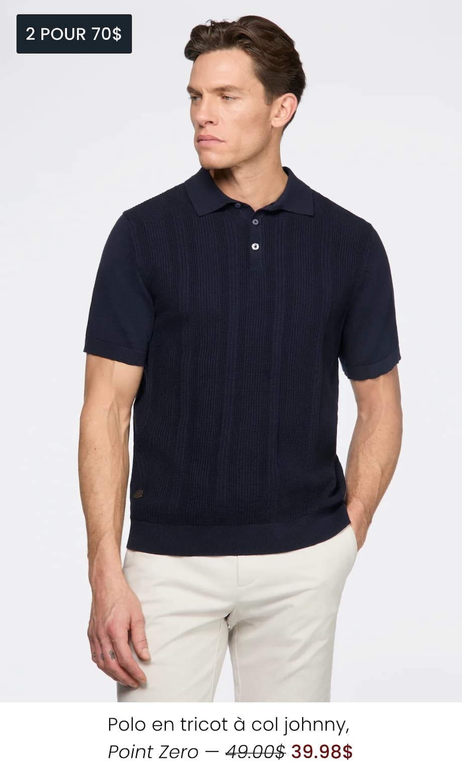 Polo en tricot à col johnny