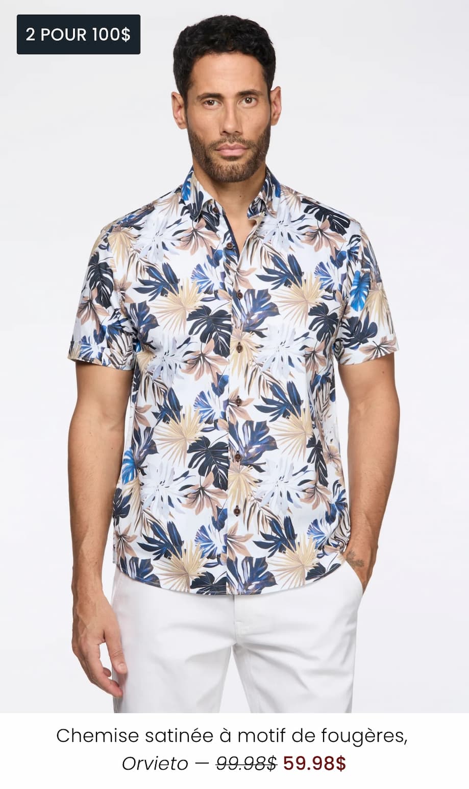 Chemise satinée à motif de fougères