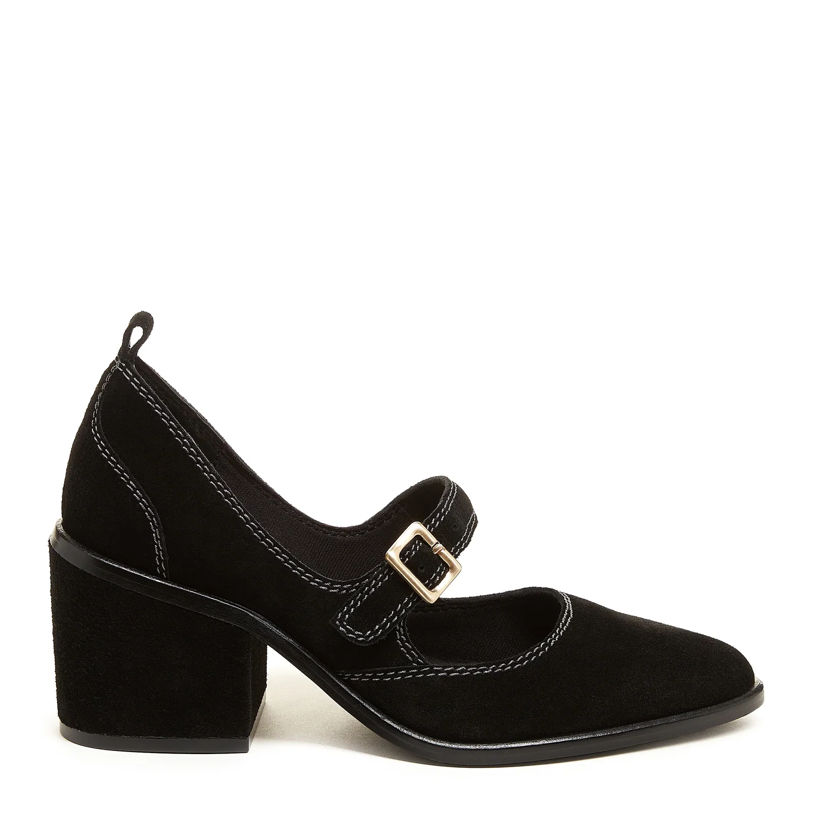 Image of Elm Black Suede Mary Janes