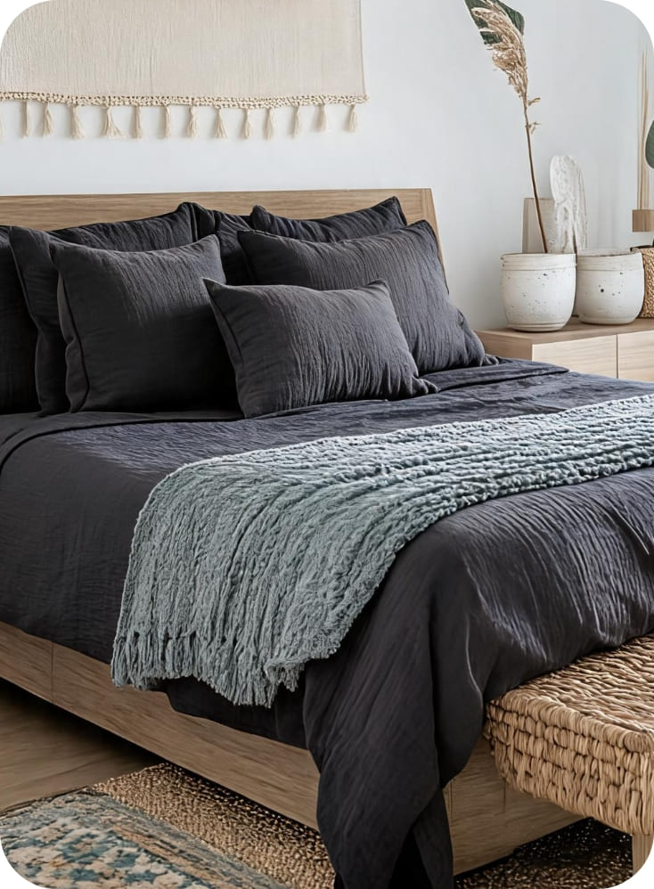 Housse de couette gaze de coton uni GAZE Anthracite