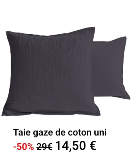 Taie gaze de coton uni GAZE Anthracite
