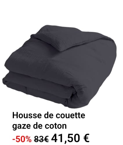 Housse de couette gaze de coton uni GAZE Anthracite