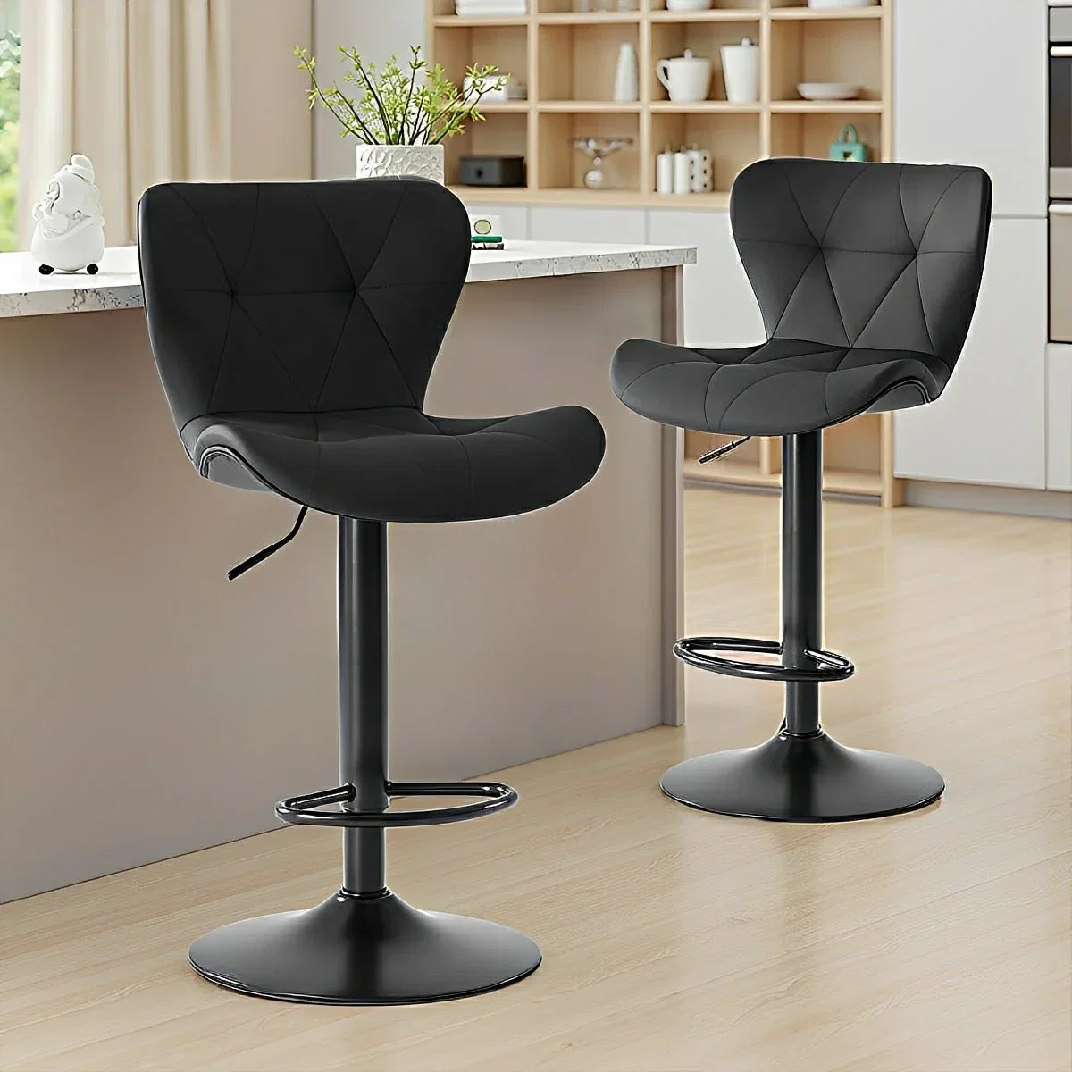Image of 2 Pack Modern Ergonomic Adjustable Swivel Bar Stools