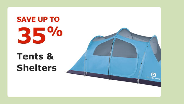 Save up to 35% on Tents & Shelters.